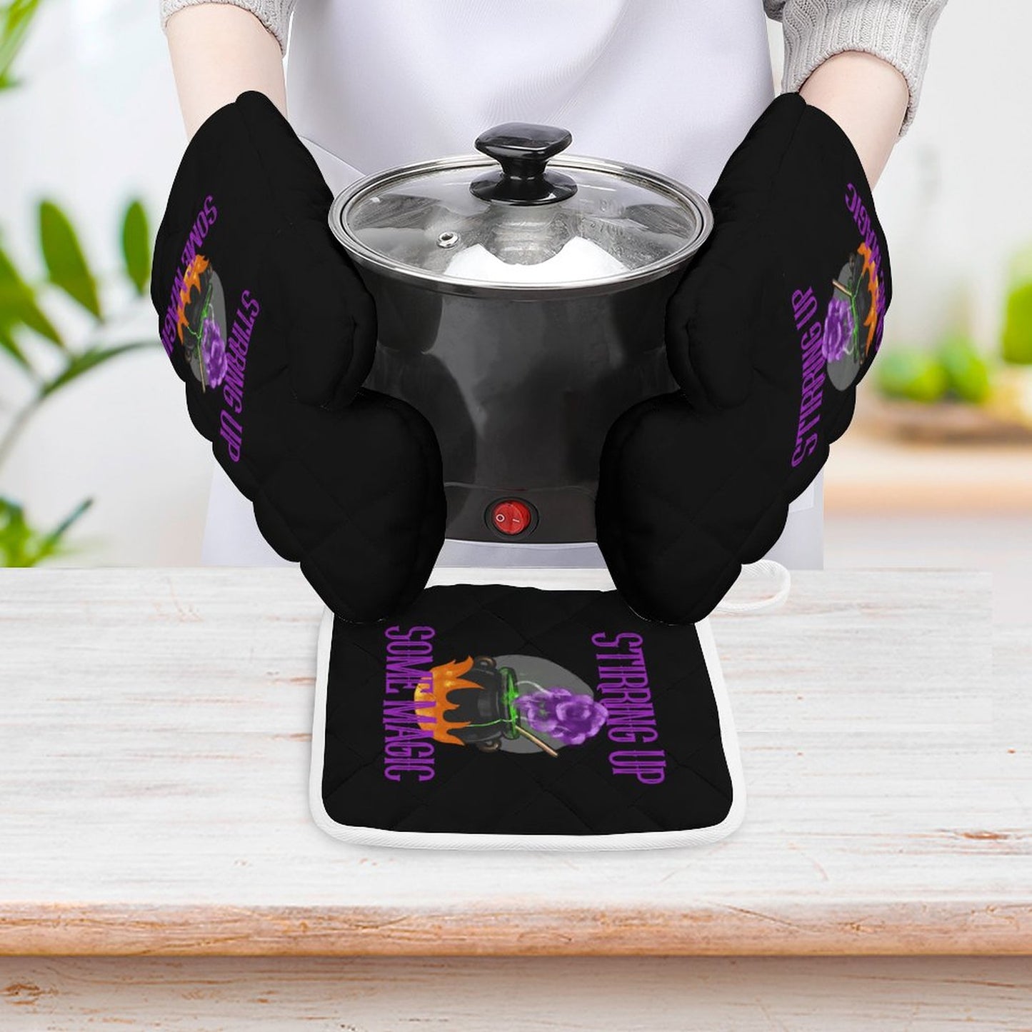 Stirring up Magic Oven Mitts & Pot Holder Set of 3 (Multi-image Splicing)