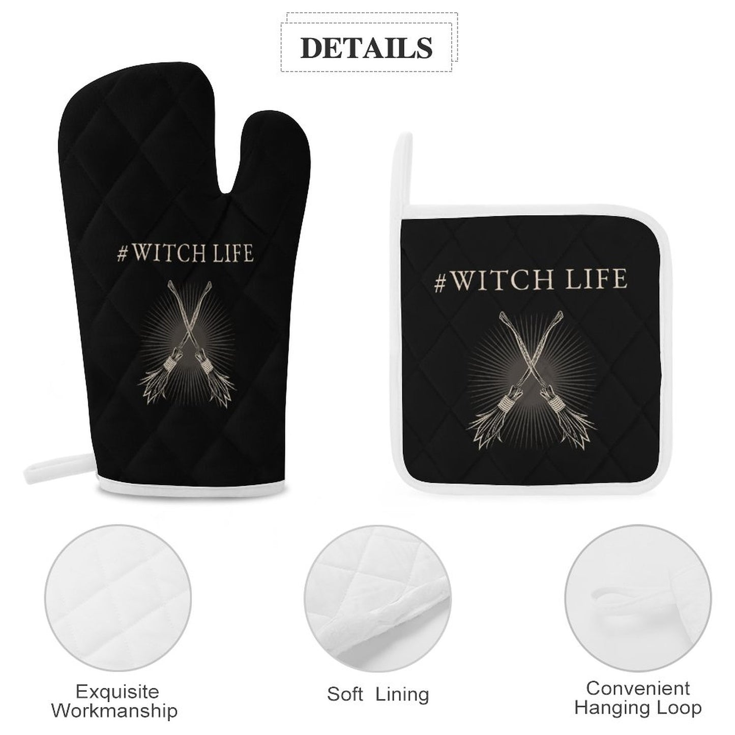 #Witch Life Oven Mitts & Pot Holder Set of 3