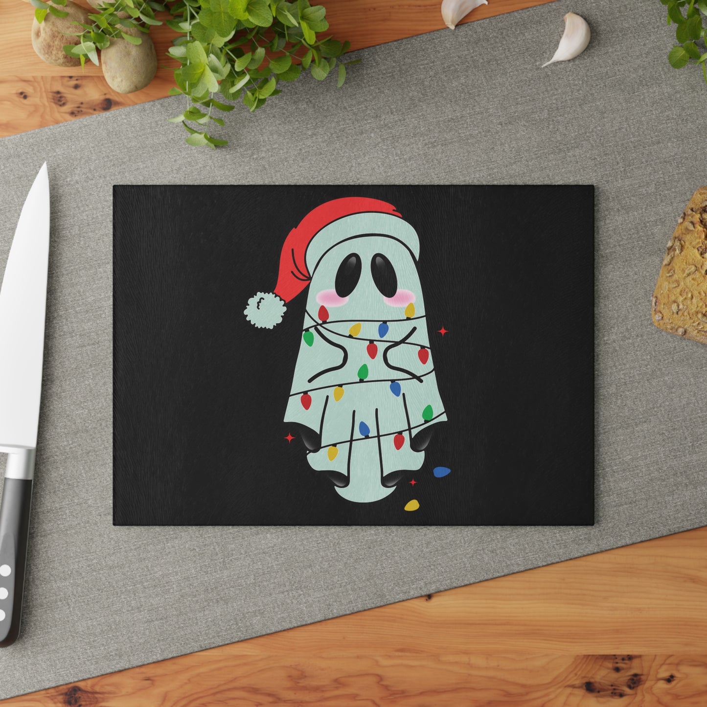 Xmas Ghost Glass Cutting Board