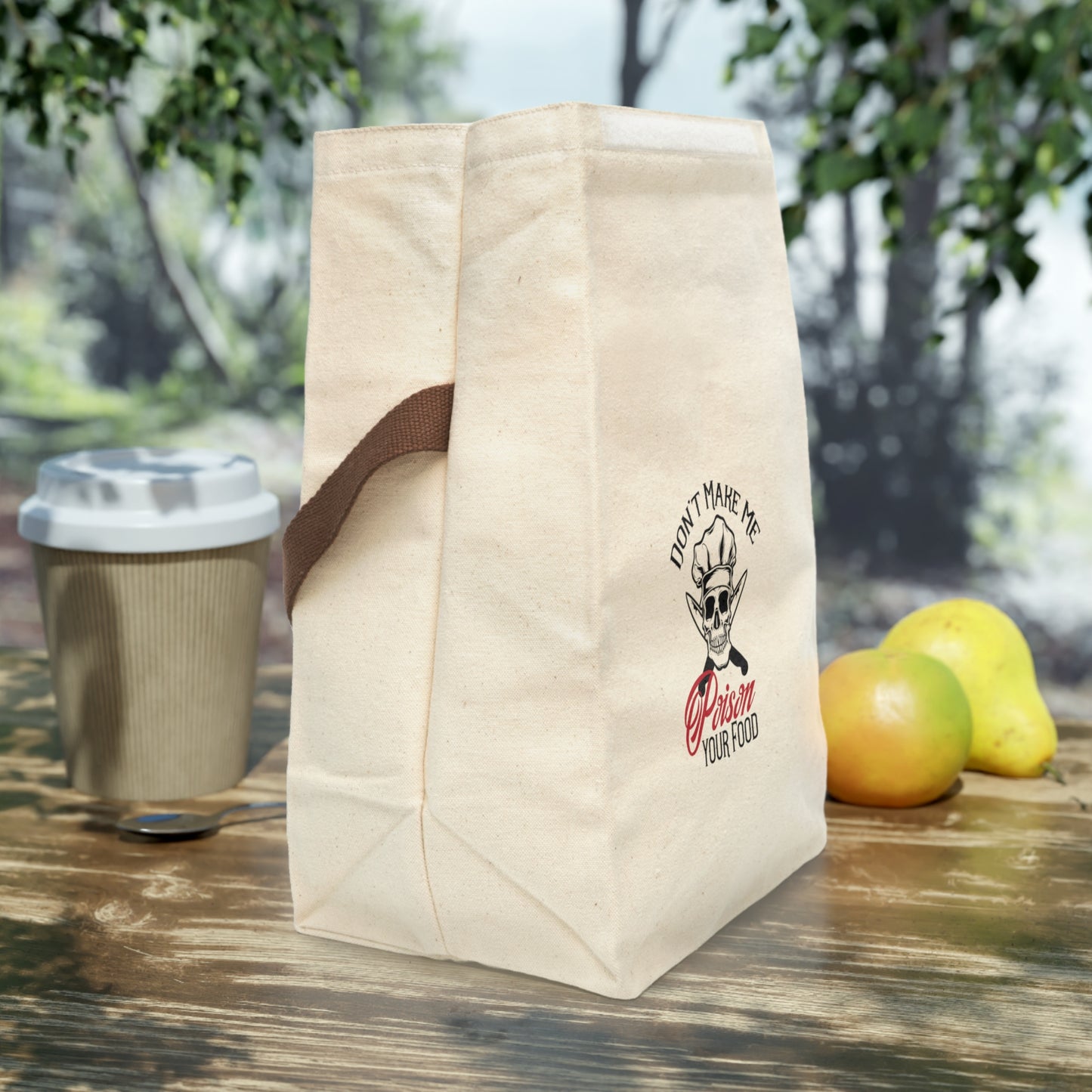 Canvas Lunch Bag — "Don't Make Me Poison Your Food" Skull Chef Design
