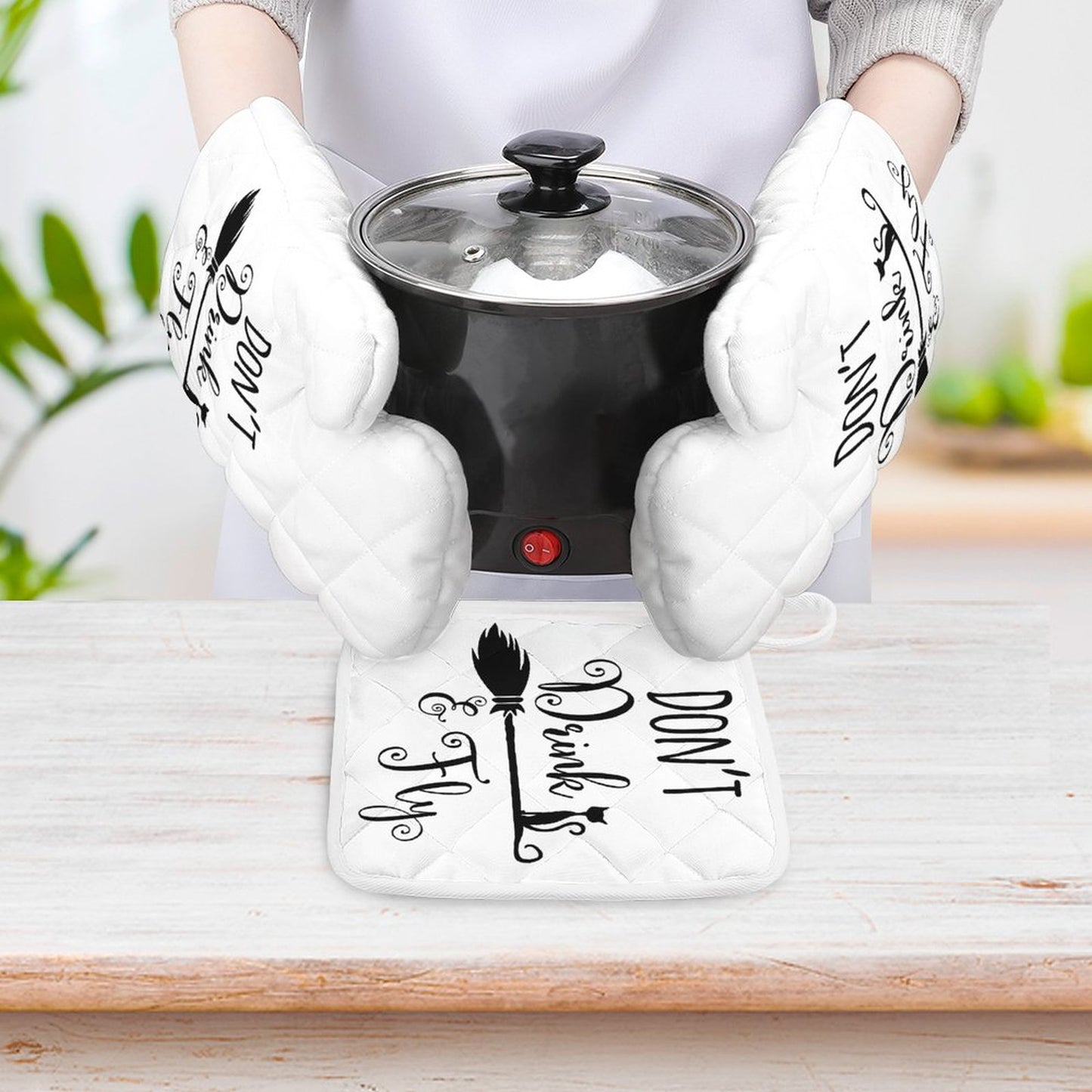 Don't Drink and Fly Oven Mitts & Pot Holder Set of 3