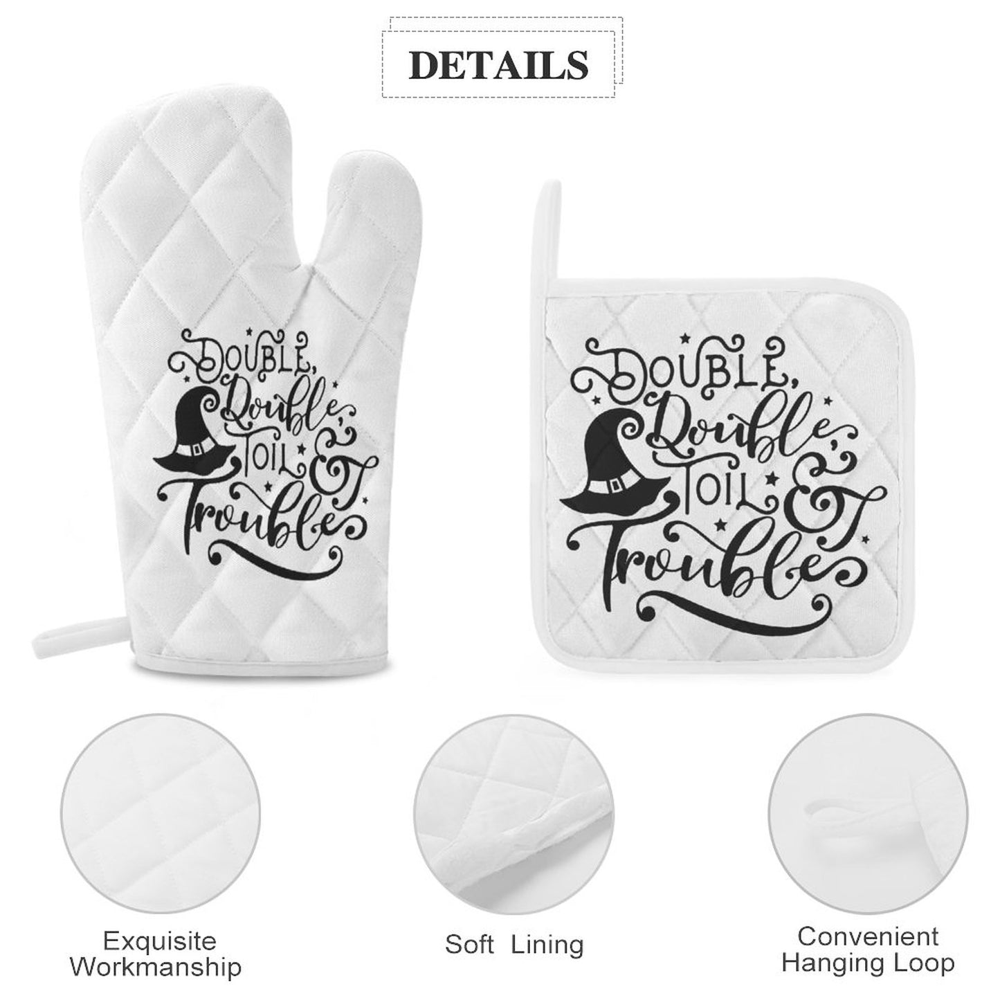 Double Double Toil and Trouble Oven Mitts & Pot Holder Set of 3