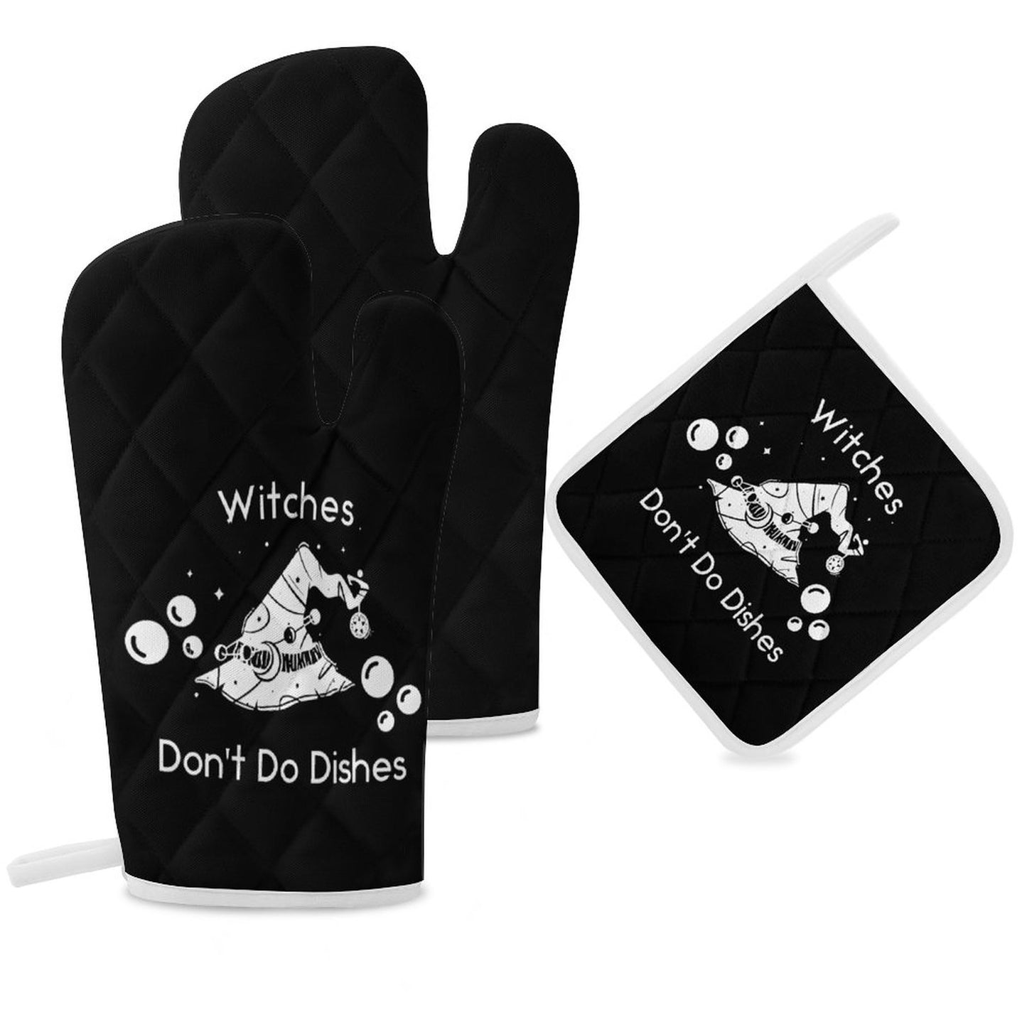 Witches Don't Do Dishes Oven Mitts & Pot Holder Set of 3