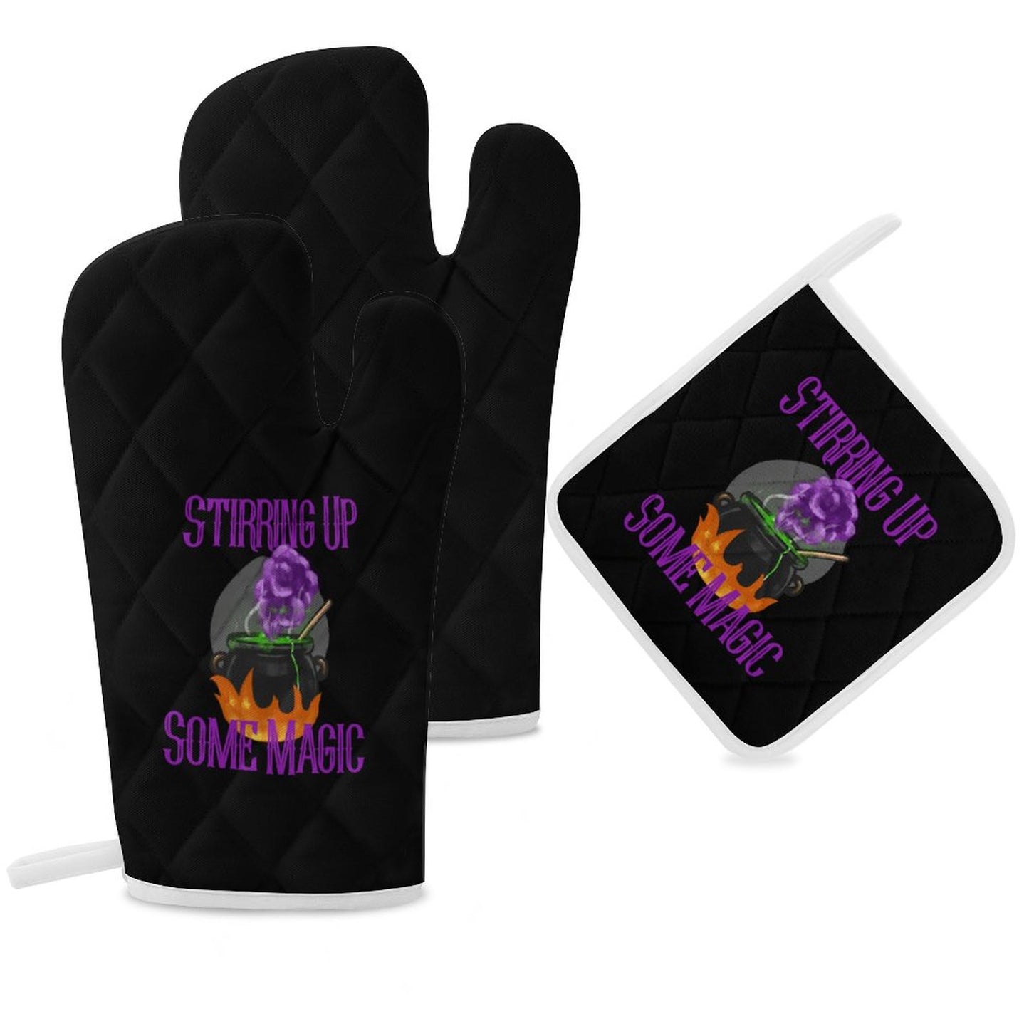Stirring up Magic Oven Mitts & Pot Holder Set of 3 (Multi-image Splicing)