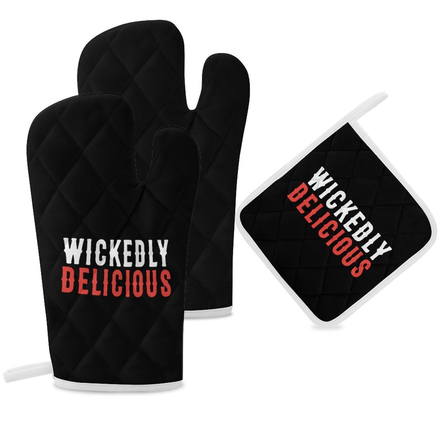 Wickedly Delicious Oven Mitts & Pot Holder Set of 3