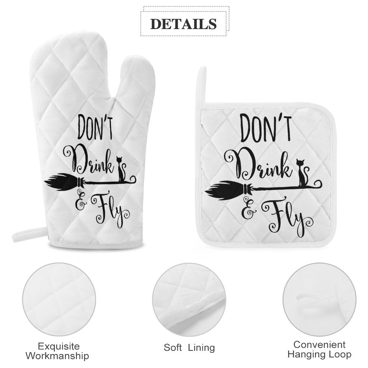 Don't Drink and Fly Oven Mitts & Pot Holder Set of 3