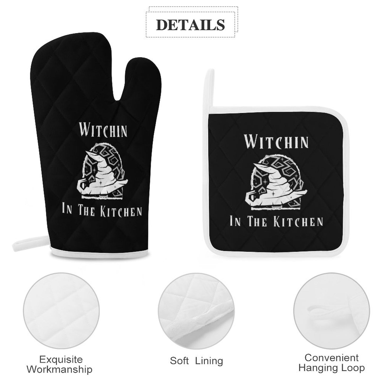 Witchin In The Kitchen Oven Mitts & Pot Holder Set of 3