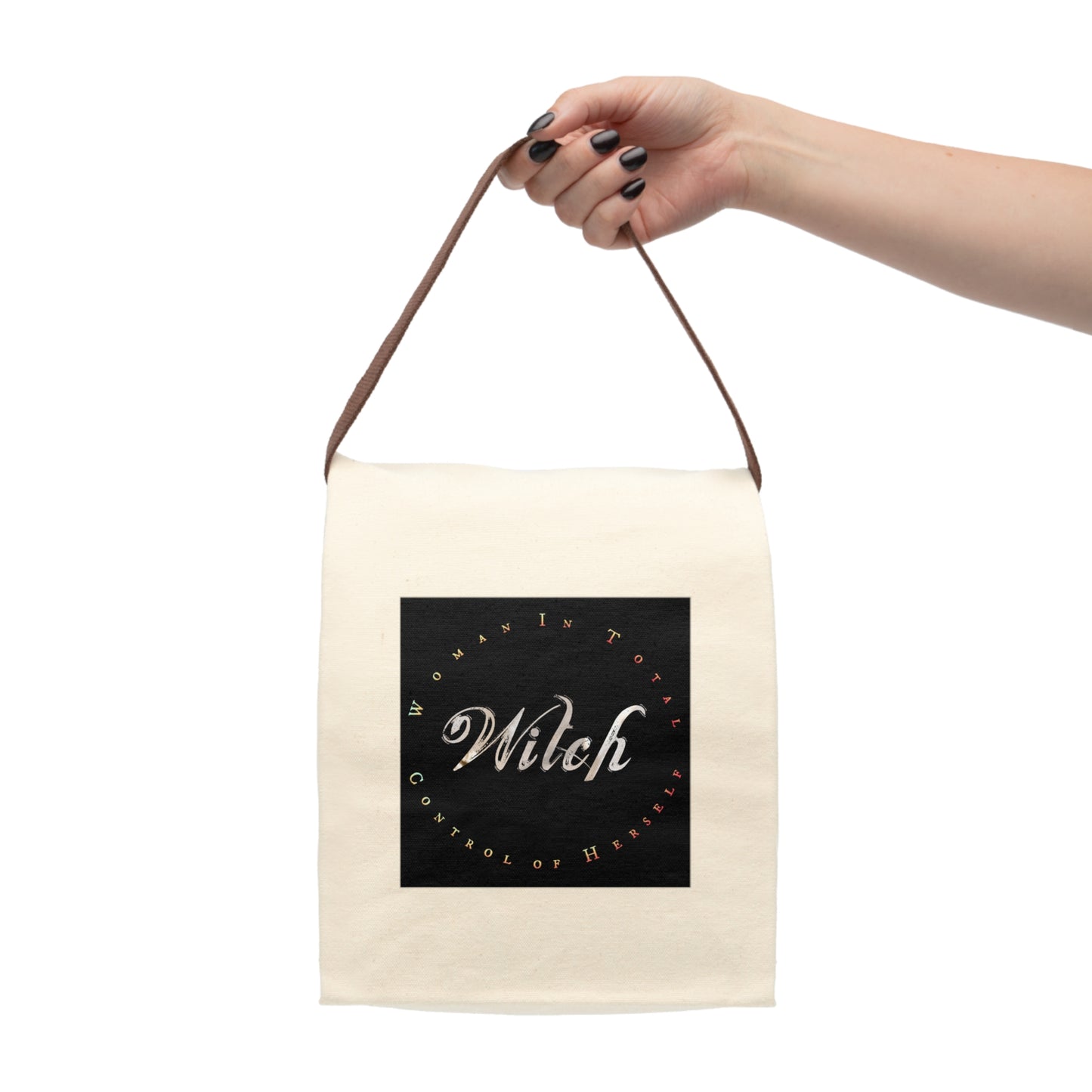 Witch Canvas Lunch Bag — Small Insulated Tote with Strap (Witch Design)