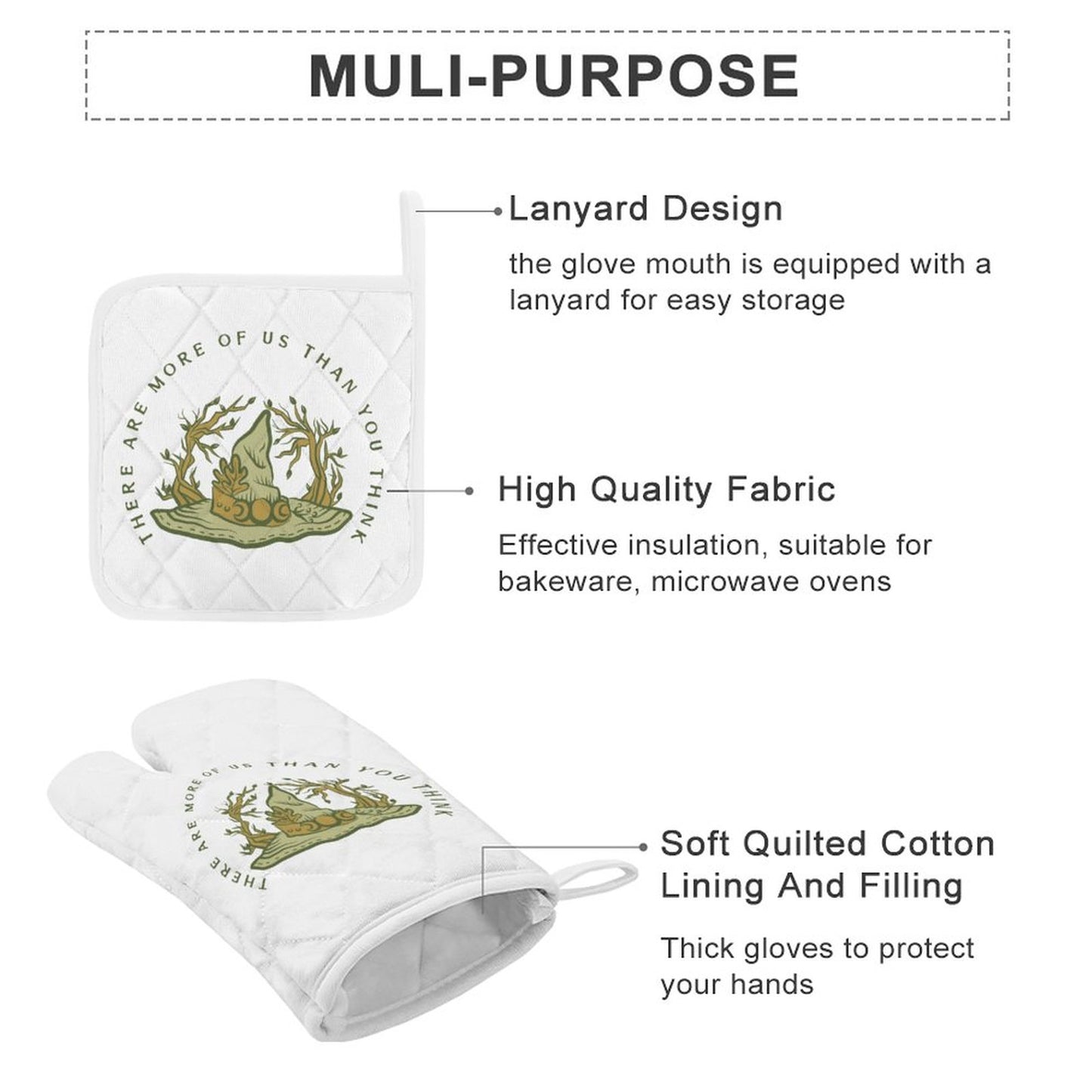 More of Us Oven Mitts & Pot Holder Set of 3