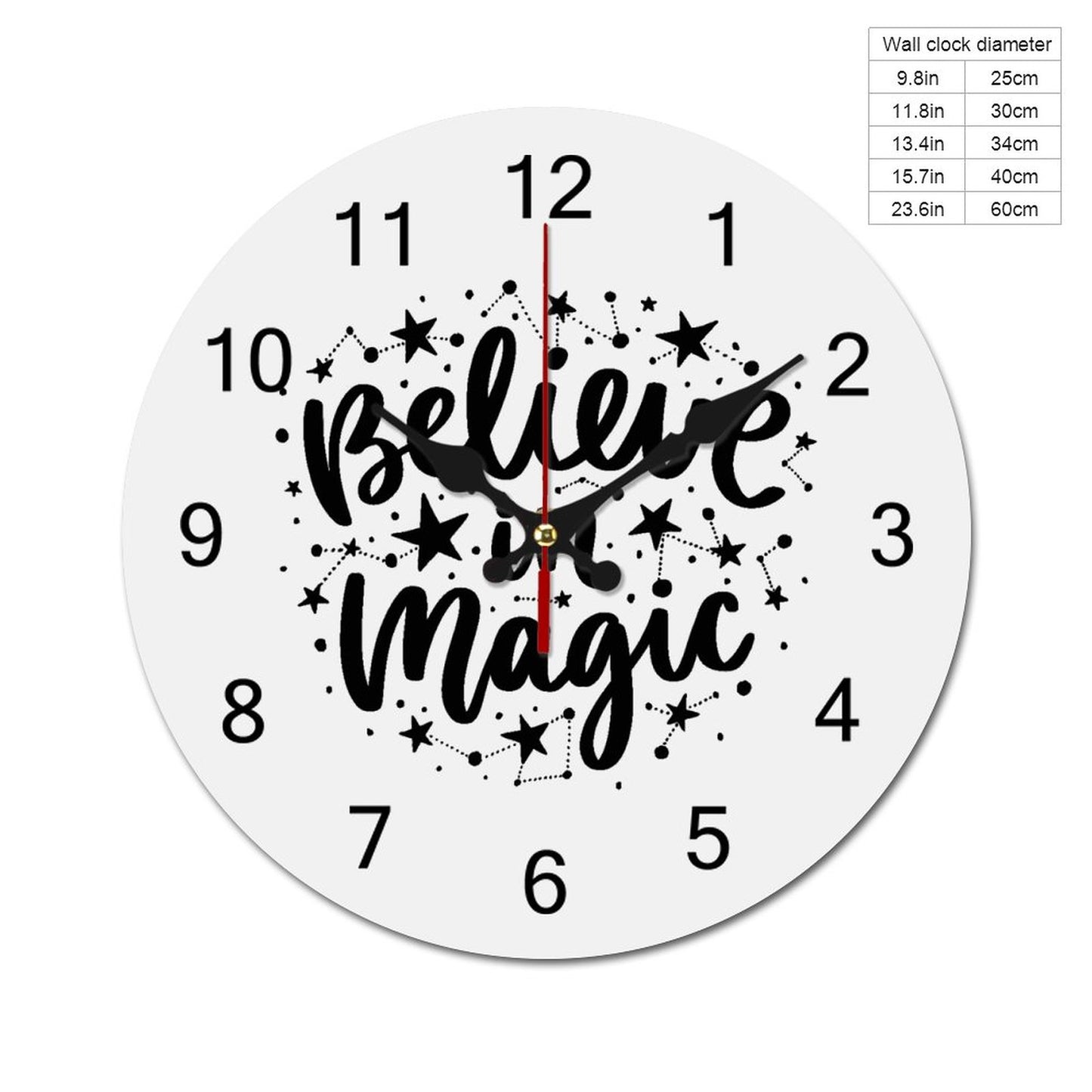 Believe in Magic Wooden Wall Clock-9.84"x9.84"/ 25x25cm