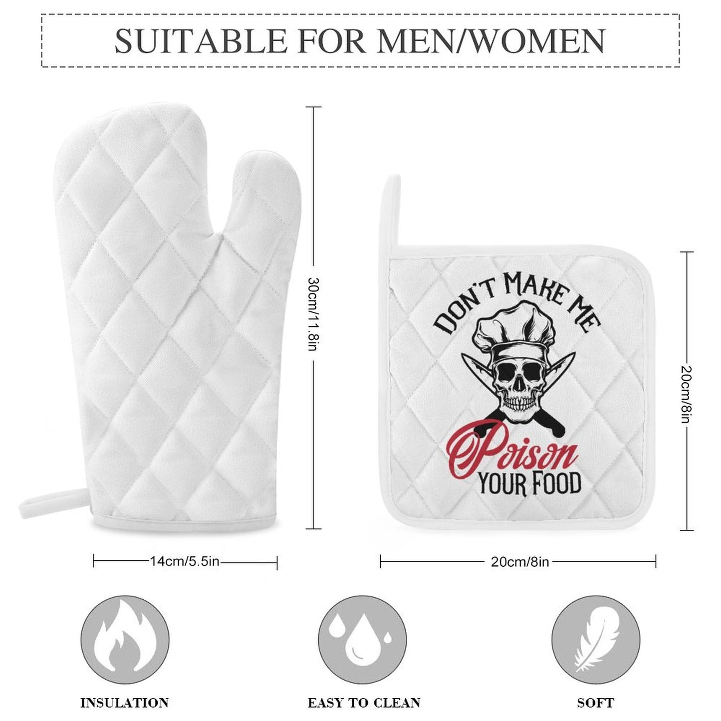 Don't Make Me Poison Your Food Oven Mitts & Pot Holder Set of 3