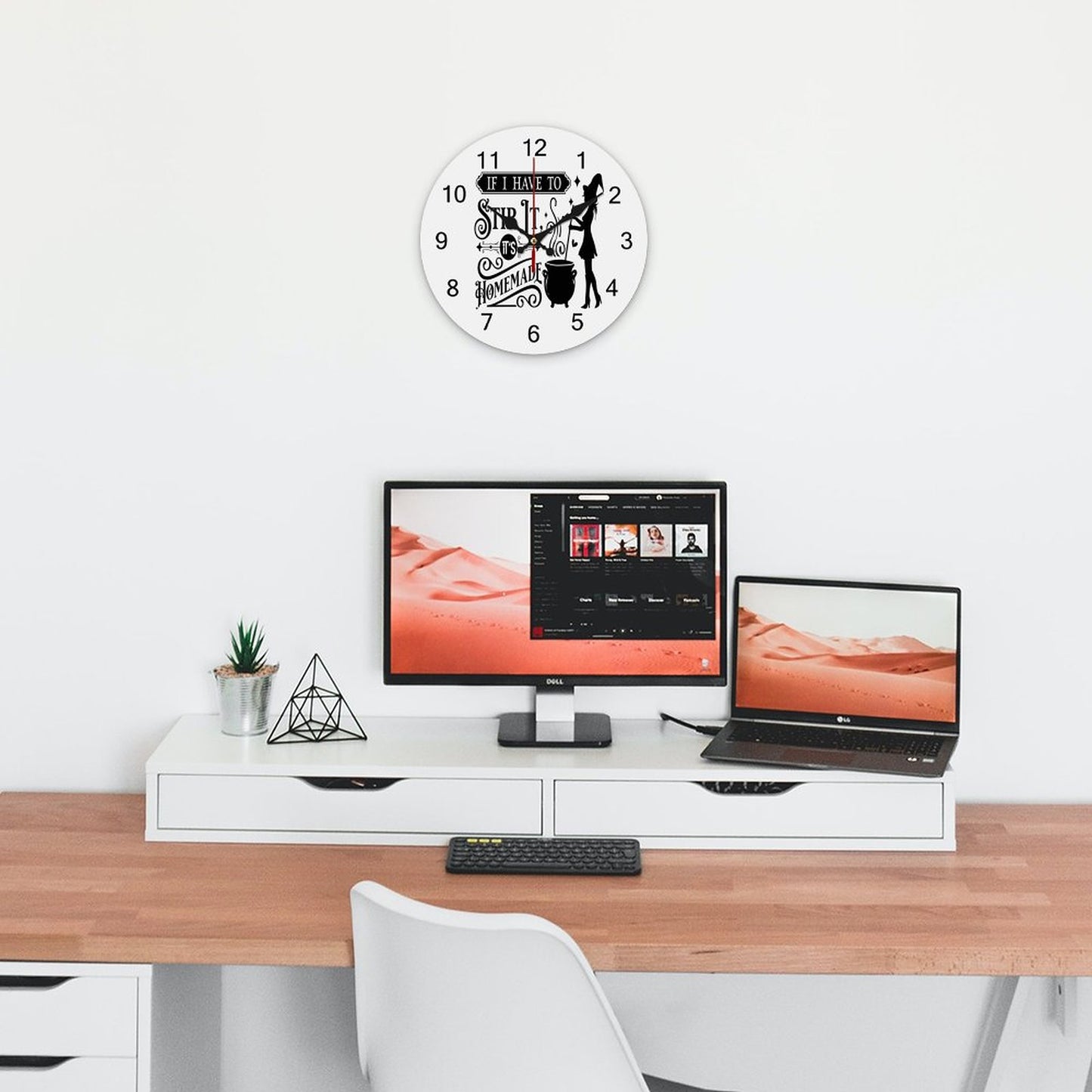 Stir It Wooden Wall Clock-9.84"x9.84"/ 25x25cm