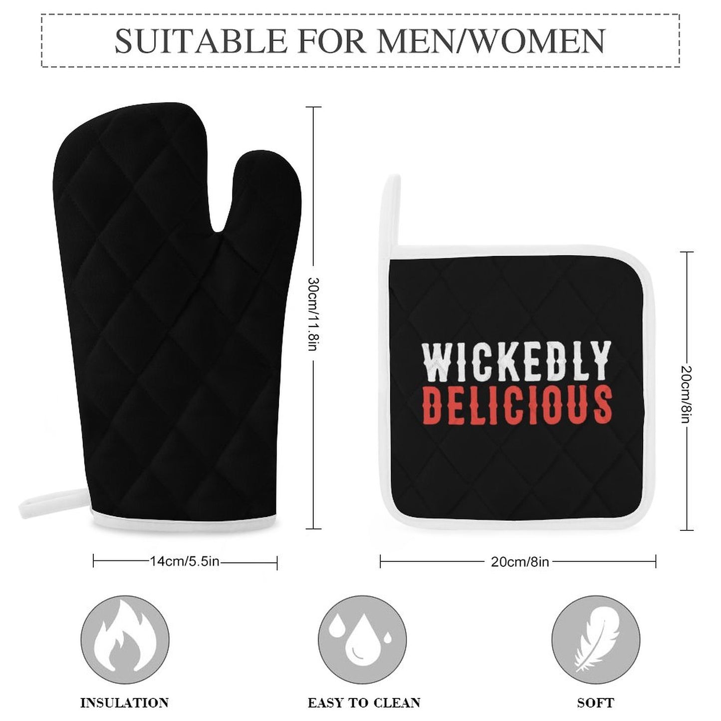 Wickedly Delicious Oven Mitts & Pot Holder Set of 3