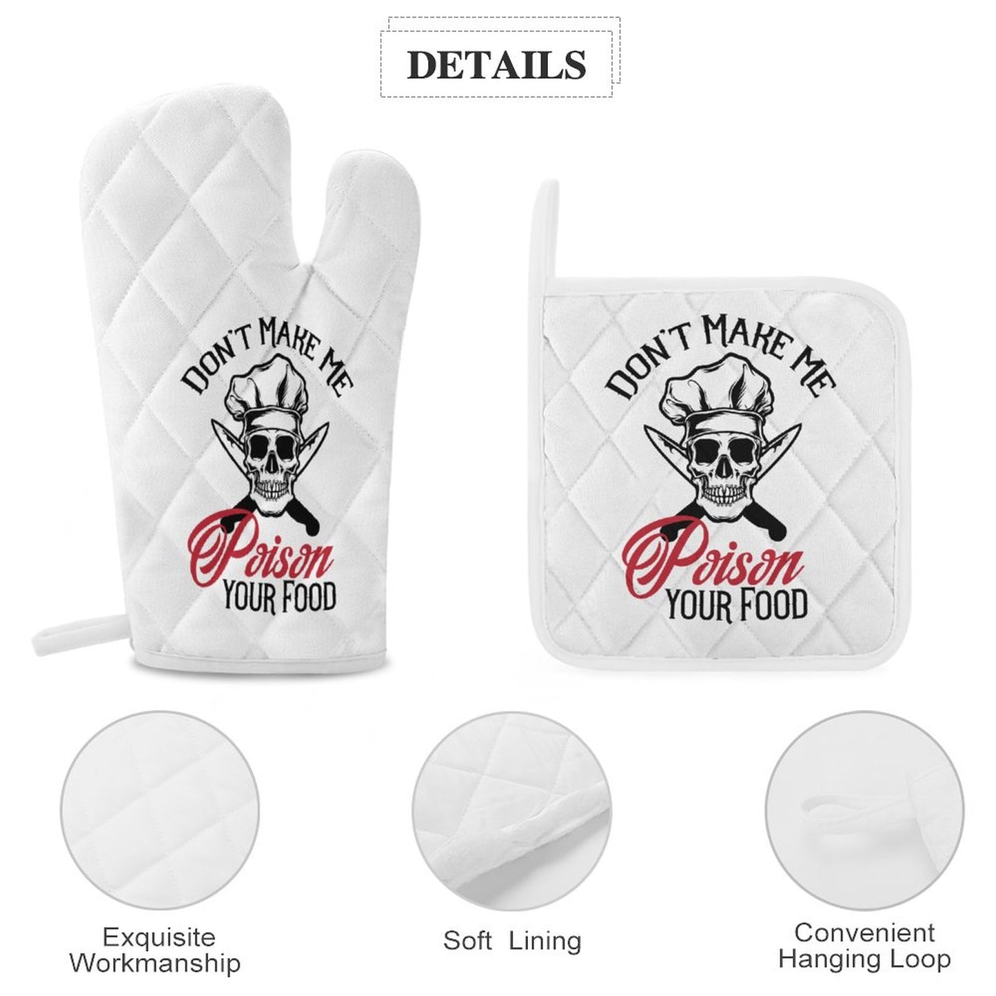 Don't Make Me Poison Your Food Oven Mitts & Pot Holder Set of 3