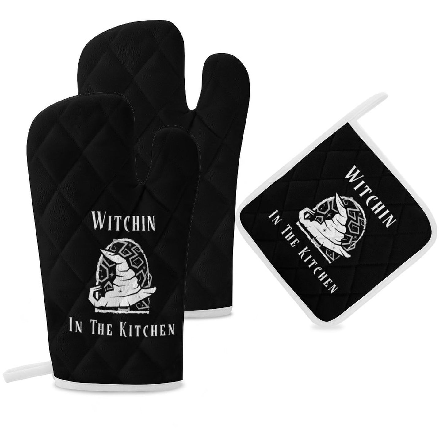 Witchin In The Kitchen Oven Mitts & Pot Holder Set of 3