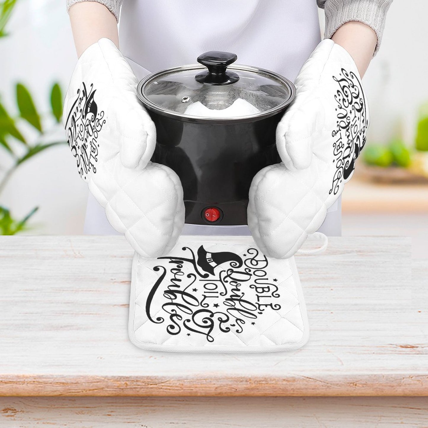 Double Double Toil and Trouble Oven Mitts & Pot Holder Set of 3