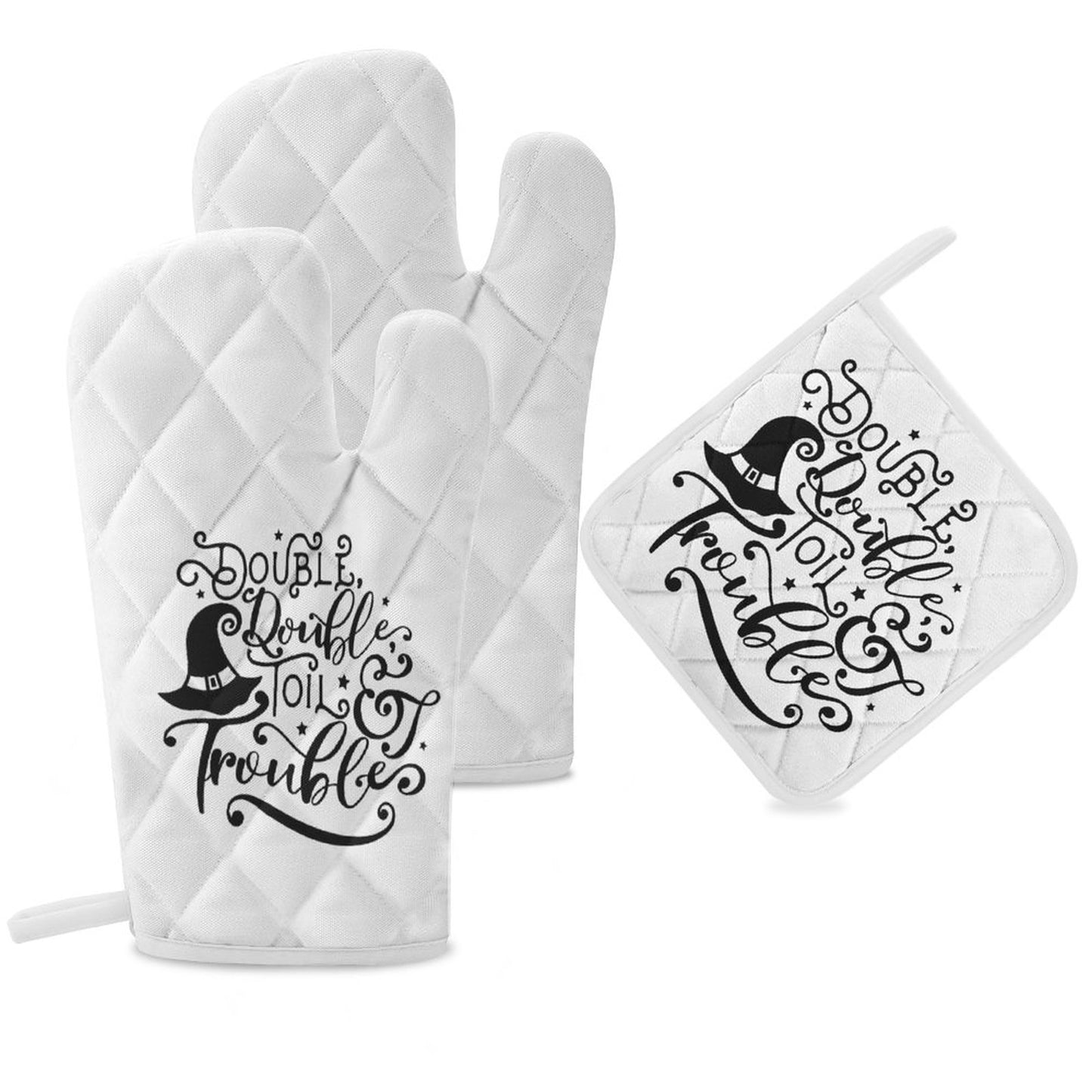 Double Double Toil and Trouble Oven Mitts & Pot Holder Set of 3
