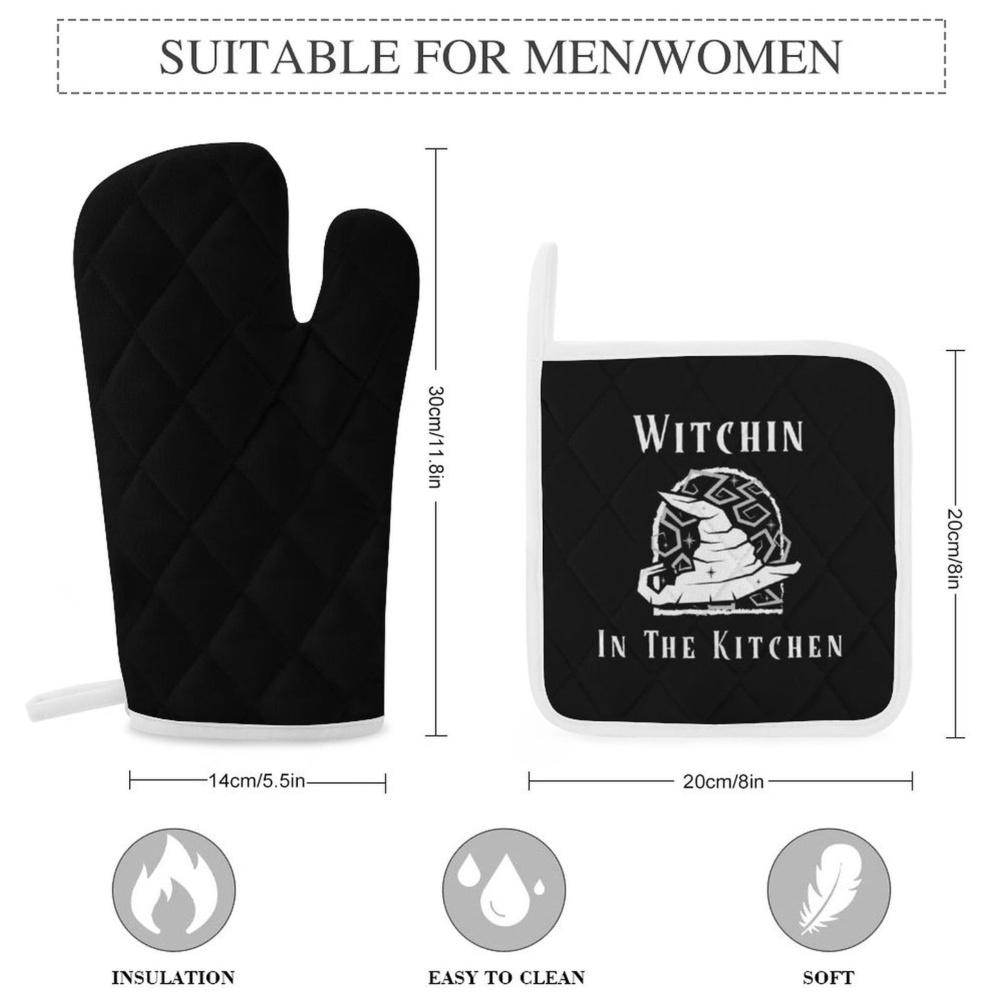 Witchin In The Kitchen Oven Mitts & Pot Holder Set of 3
