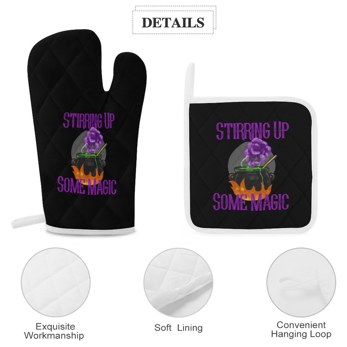 Stirring up Magic Oven Mitts & Pot Holder Set of 3 (Multi-image Splicing)