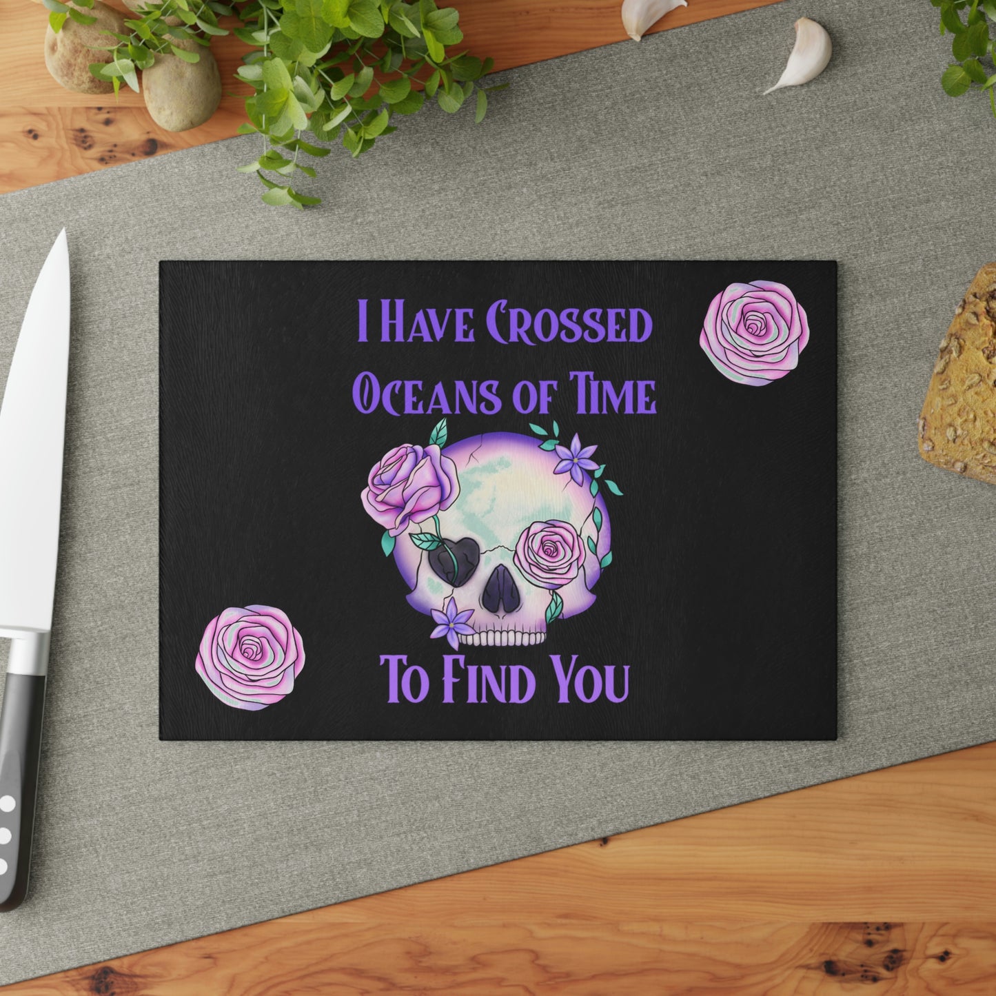 Oceans Black Glass Cutting Board - Witchy Kitchens