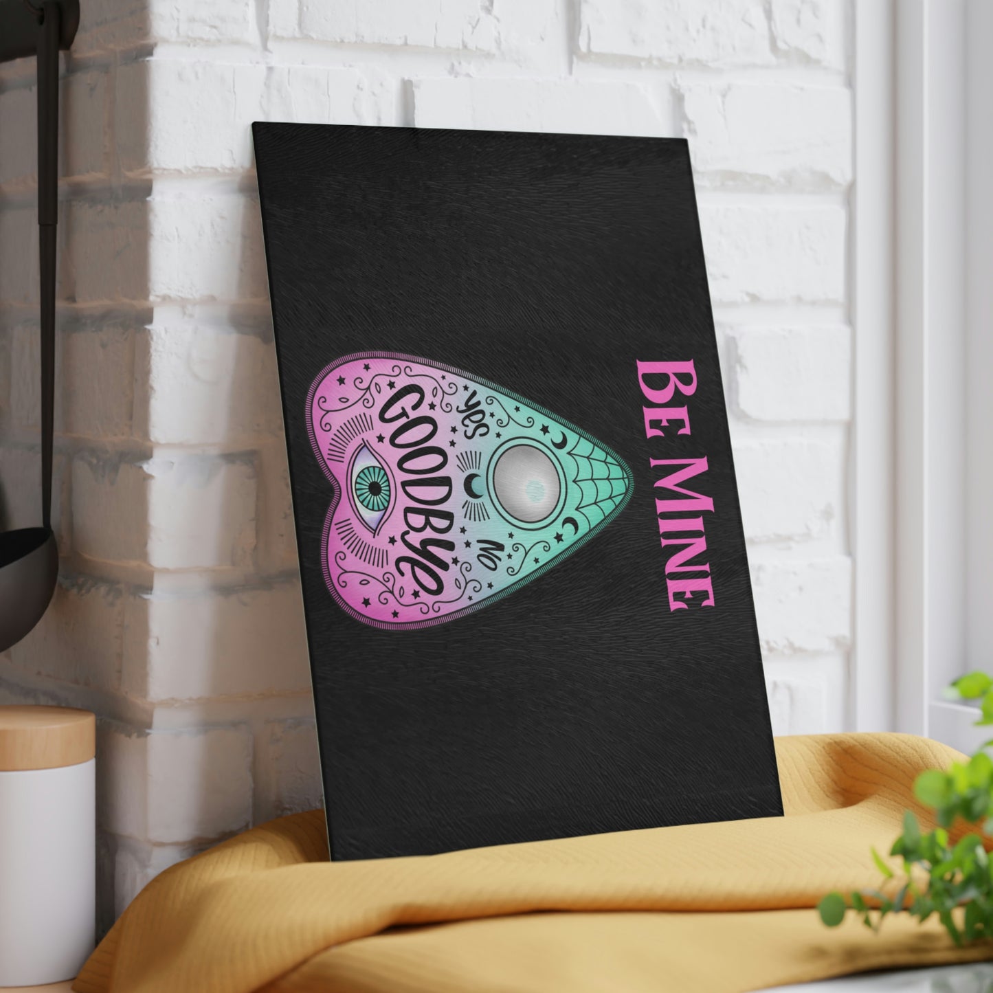Be Mine Black Glass Cutting Board - Witchy Kitchens