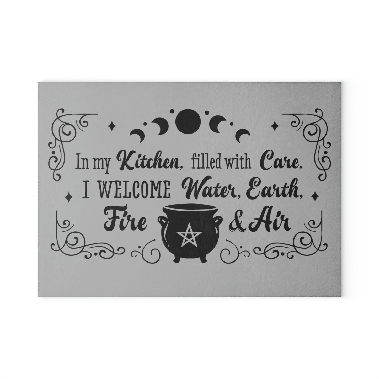 Grey In My Kitchen Glass Cutting Board - Witchy Kitchens