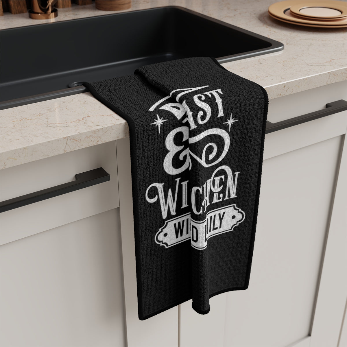 Dead & Breakfast Black Tea Towel - Witchy Kitchens