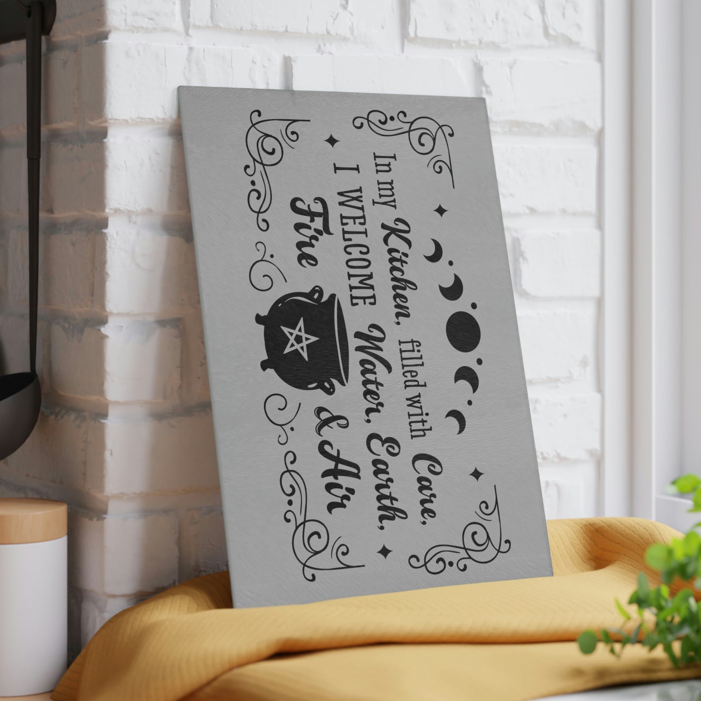 Grey In My Kitchen Glass Cutting Board - Witchy Kitchens