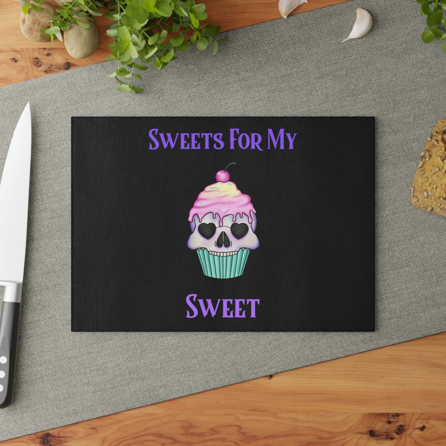 Sweets Black Glass Cutting Board - Witchy Kitchens