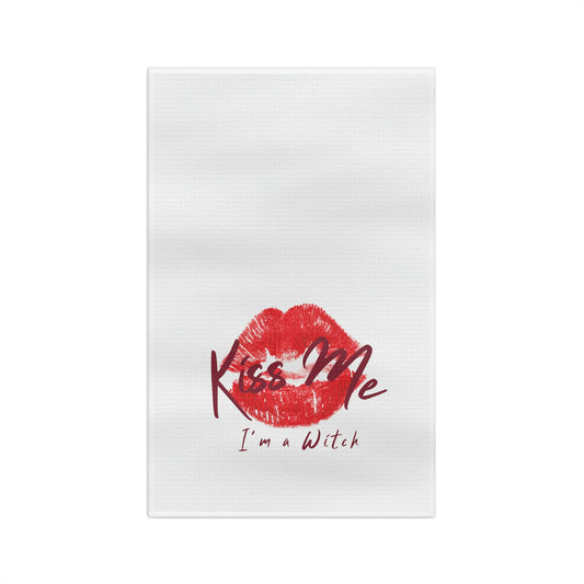 White Kiss Me Tea Towel - Witchy Kitchens