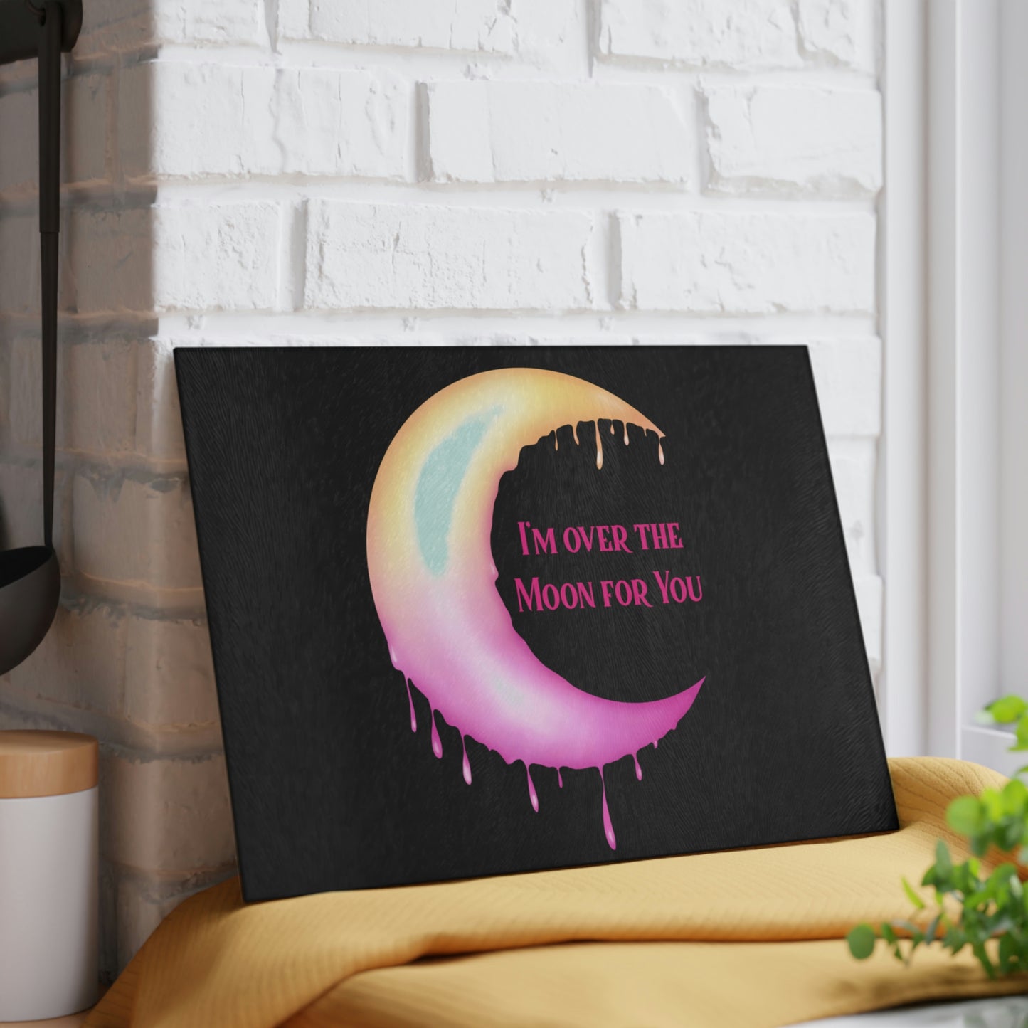 Over the Moon Black Glass Cutting Board - Witchy Kitchens