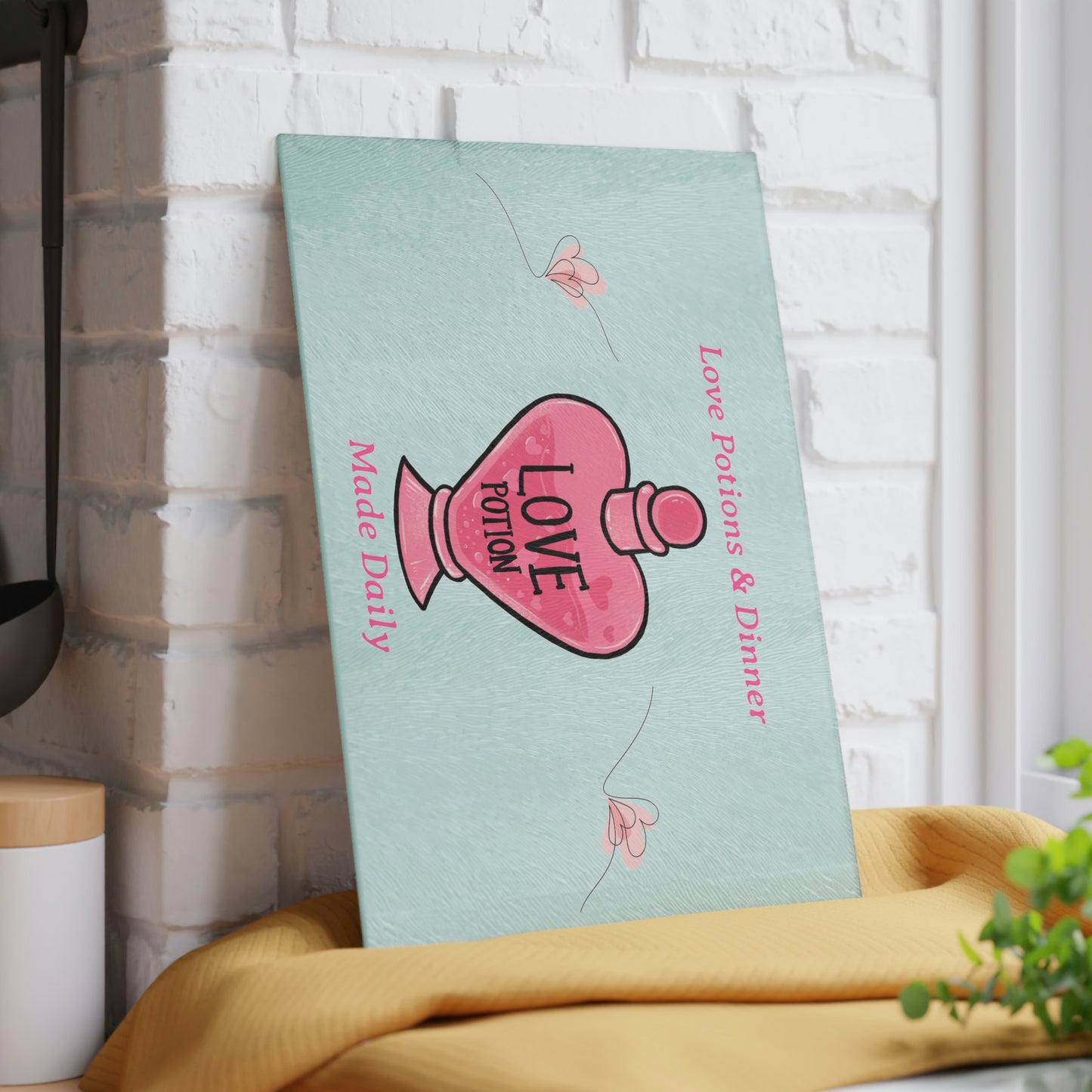 Love & Dinner Glass Cutting Board - Witchy Kitchens