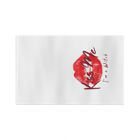 White Kiss Me Tea Towel - Witchy Kitchens