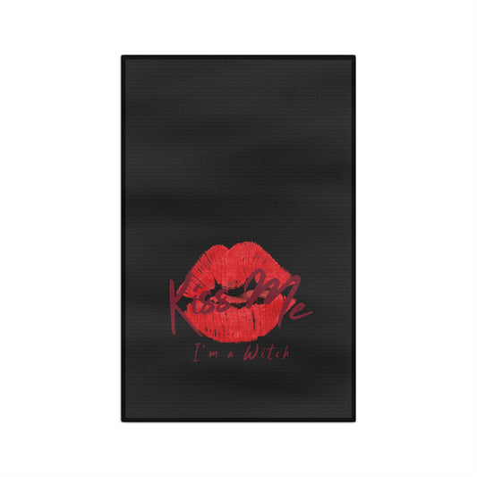 Black Kiss Me Tea Towel - Witchy Kitchens