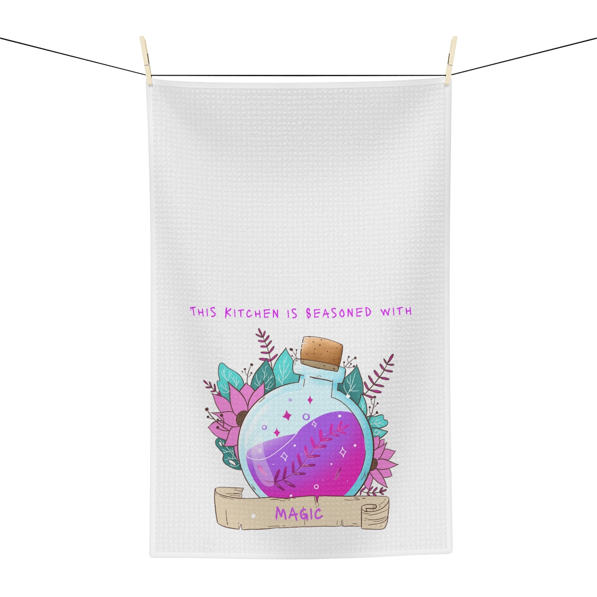 Seasoned With Magic Tea Towel - Witchy Kitchens