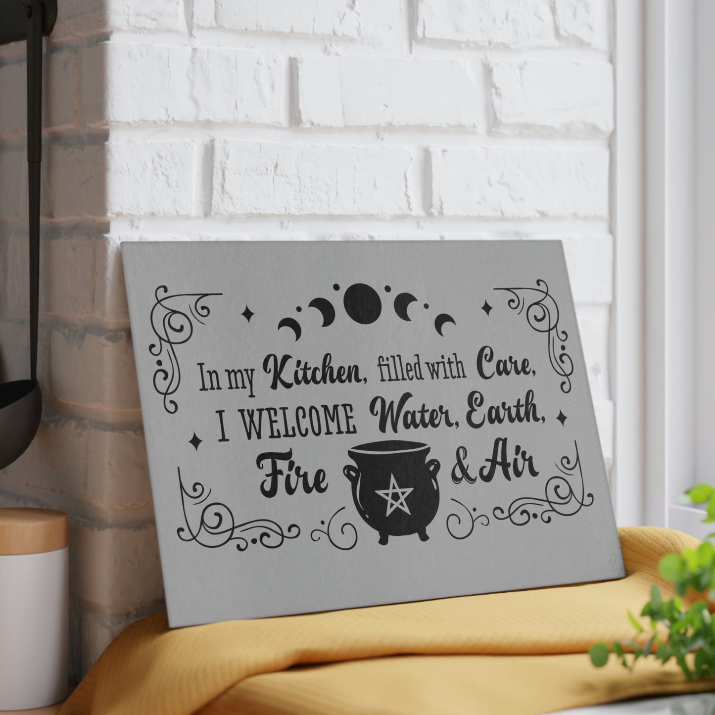 Grey In My Kitchen Glass Cutting Board - Witchy Kitchens