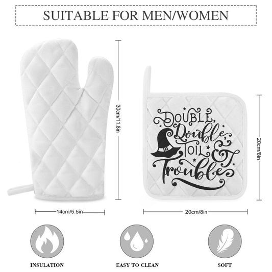 Double Double Toil and Trouble Oven Mitts & Pot Holder Set of 3