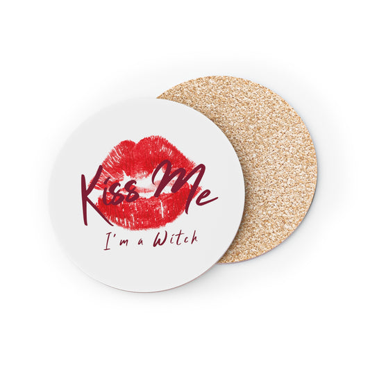 Kiss Me I'm a Witch White Coasters - Witchy Kitchens