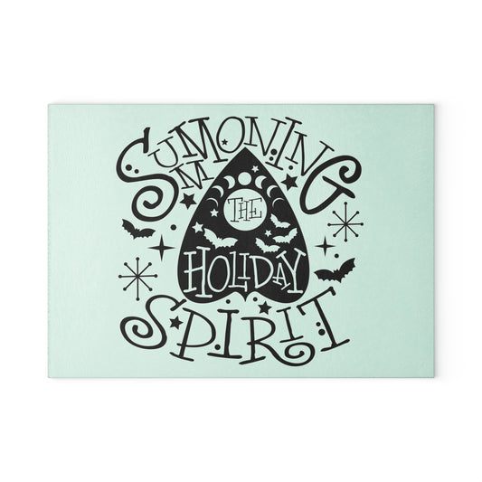 Summoning the Holiday Spirit Glass Cutting Board