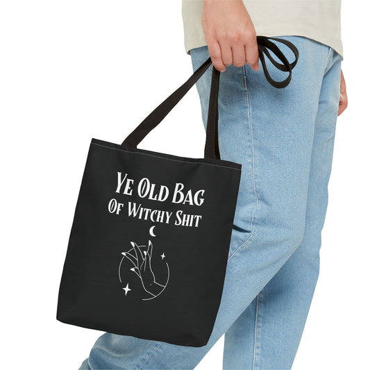 Witchy Shit Tote Bag, Halloween Tote, Witch Theme Bag, Occasional Gift, Spooky Accessory, Eco-Friendly Shopping Bag