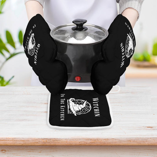 Witchin In The Kitchen Oven Mitts & Pot Holder Set of 3
