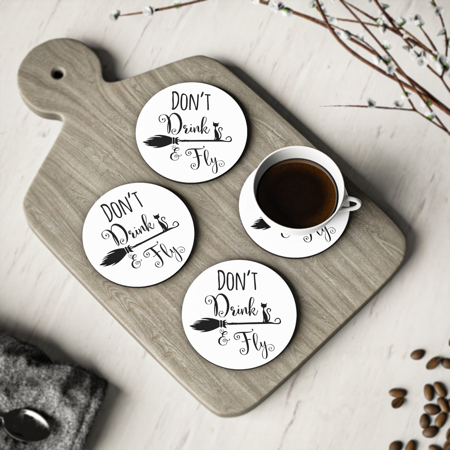 Don't Drink & Fly Coasters - Witchy Kitchens