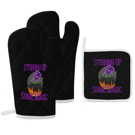 Stirring up Magic Oven Mitts & Pot Holder Set of 3 (Multi-image Splicing)