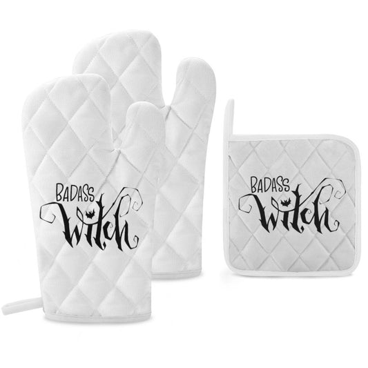 Badass Witch Oven Mitts & Pot Holder Set of 3