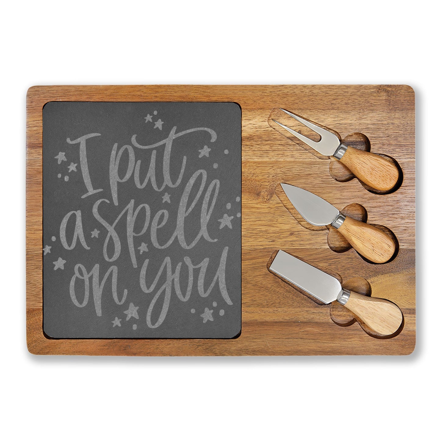 Engraved Charcuterie Board – "I Put a Spell on You" Slate & Knife Set - Witchy Kitchens