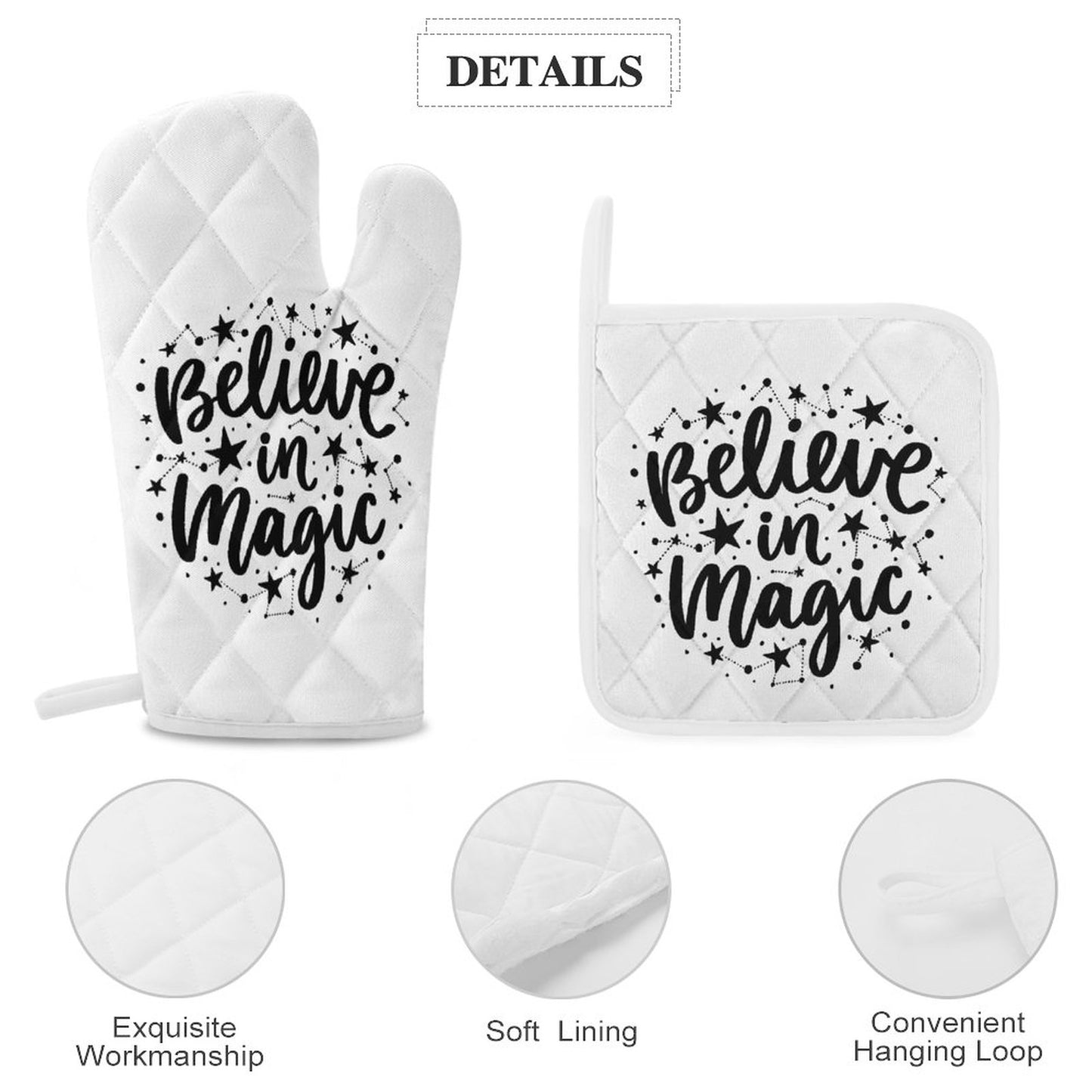 Believe in Magic Oven Mitts & Pot Holder Set of 3