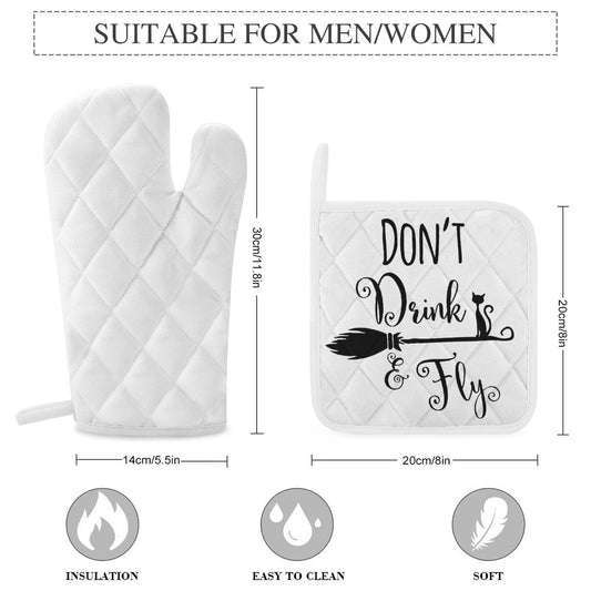 Don't Drink and Fly Oven Mitts & Pot Holder Set of 3