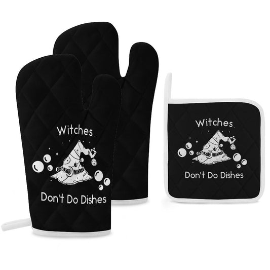 Witches Don't Do Dishes Oven Mitts & Pot Holder Set of 3