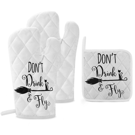 Don't Drink and Fly Oven Mitts & Pot Holder Set of 3