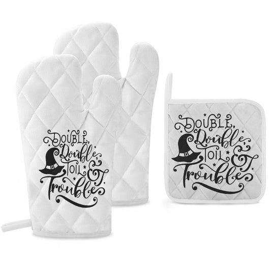 Double Double Toil and Trouble Oven Mitts & Pot Holder Set of 3